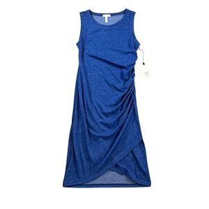 Leith NWT Womens Blue Mazarine Heather Ruched Bodycon Tank Dress Small